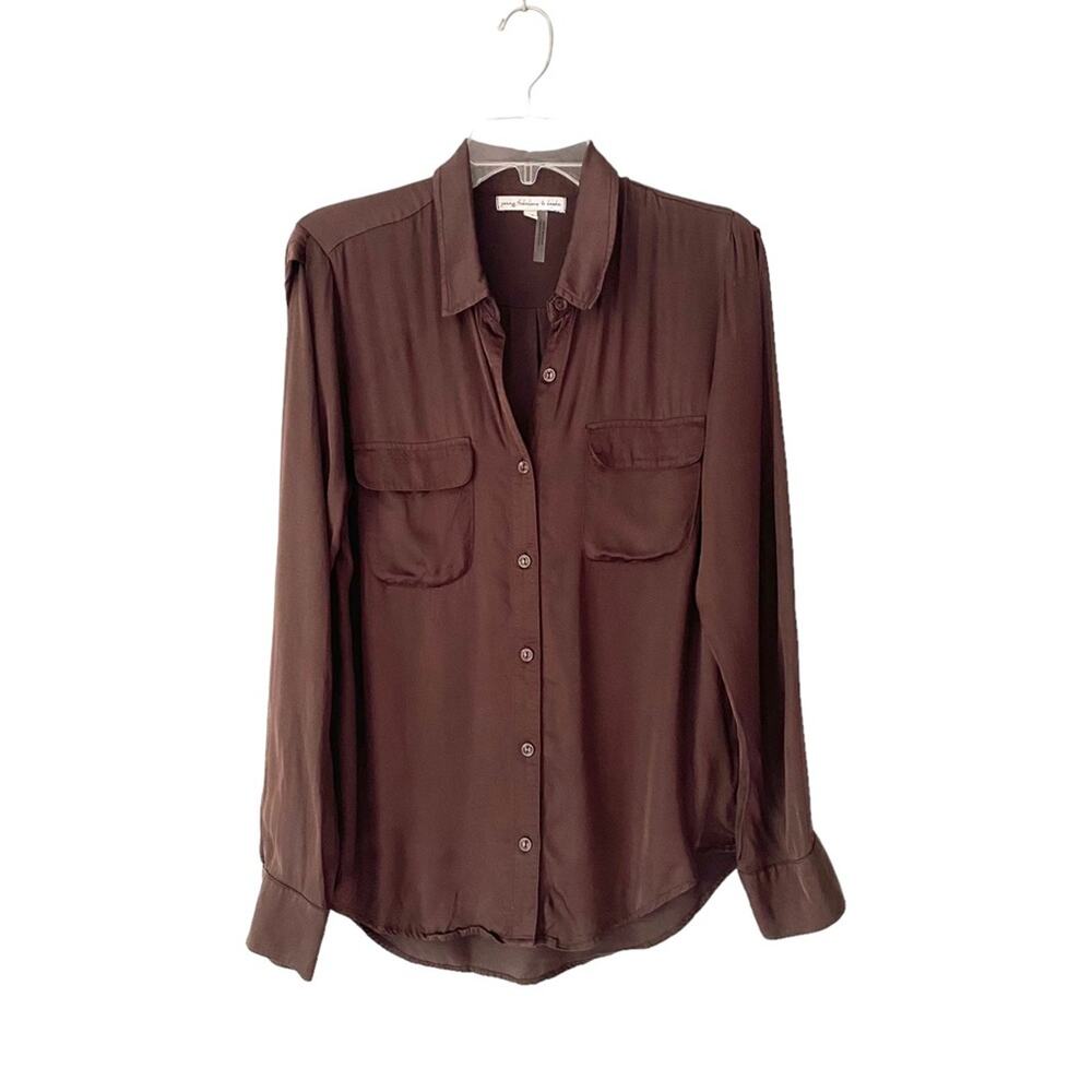 Young Fabulous & Broke Belle Brown Button Down Blouse Top medium